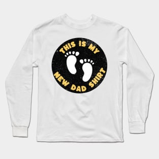 Retro Yellow on Black This is My New Dad Shirt Long Sleeve T-Shirt